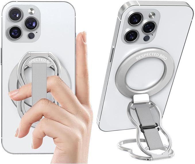 RESPECTED-BRO-Magnetic-Phone-Grip-Stand-with-Finger-Strap, 4-in-1 Magnetic Ring by RespectedBro