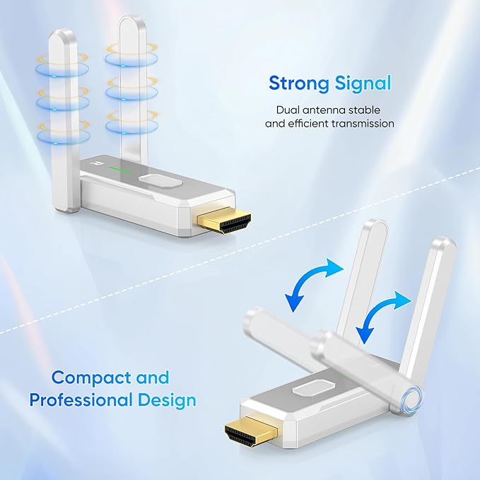 Wireless HDMI Transmitter and 2 Receivers 500FT/150M, 2.4G+5G Plug & Play - Image 6