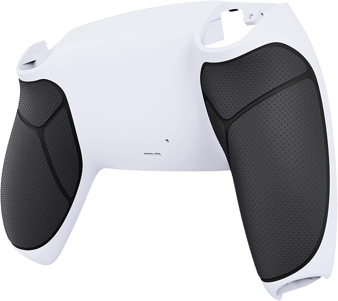 eXtremeRate Black Performance Rubberized Grip Custom White Back Plate Bottom - Image 3