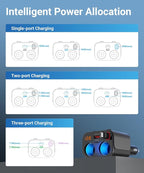 180W Retractable Car Charger Cigarette Lighter Splitter, 5 in 1 USB Fast Car - Image 7