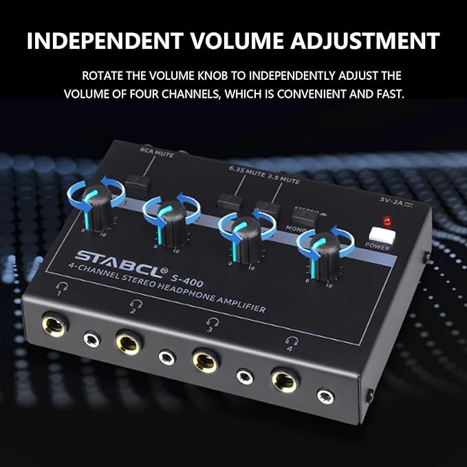 4 Channel Headphone Amplifier, Stereo/Mono Headphone Amp Splitter - Image 6