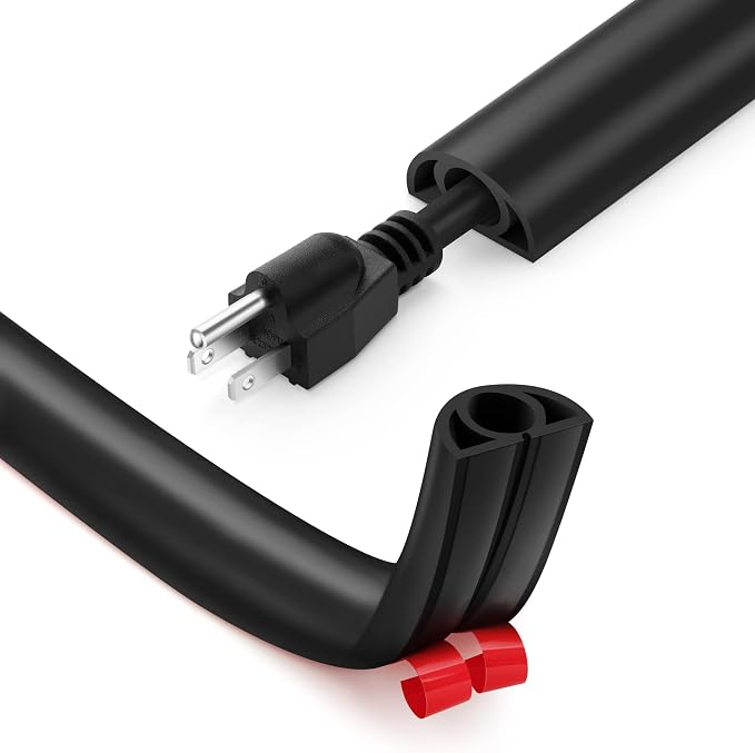12ft Cord Cover Floor for Extension Cords, Self-Adhesive Floor Cable Cover to by ZhiYo