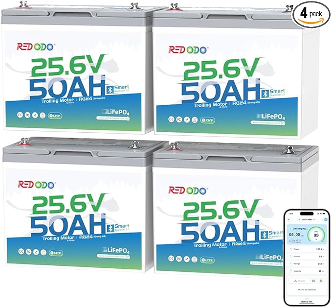 Redodo Bluetooth 24V 50Ah TM Low-Temp LiFePO4 Battery, Smart Lithium Battery by PrimeDayRedodoSaveup55