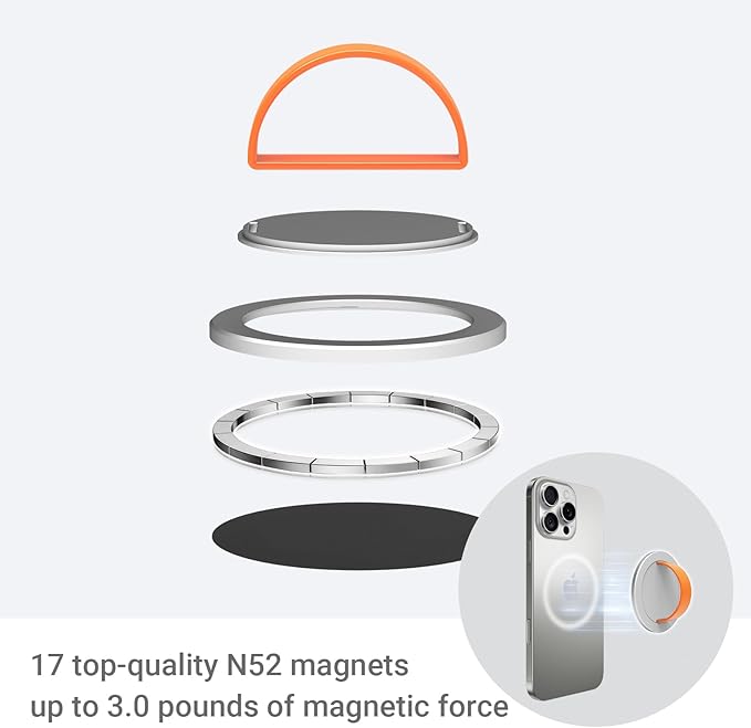 Grat 3 Lite Magnetic Phone Loop, 360° Rotatable Phone Grip, Detachable Finger - Image 5