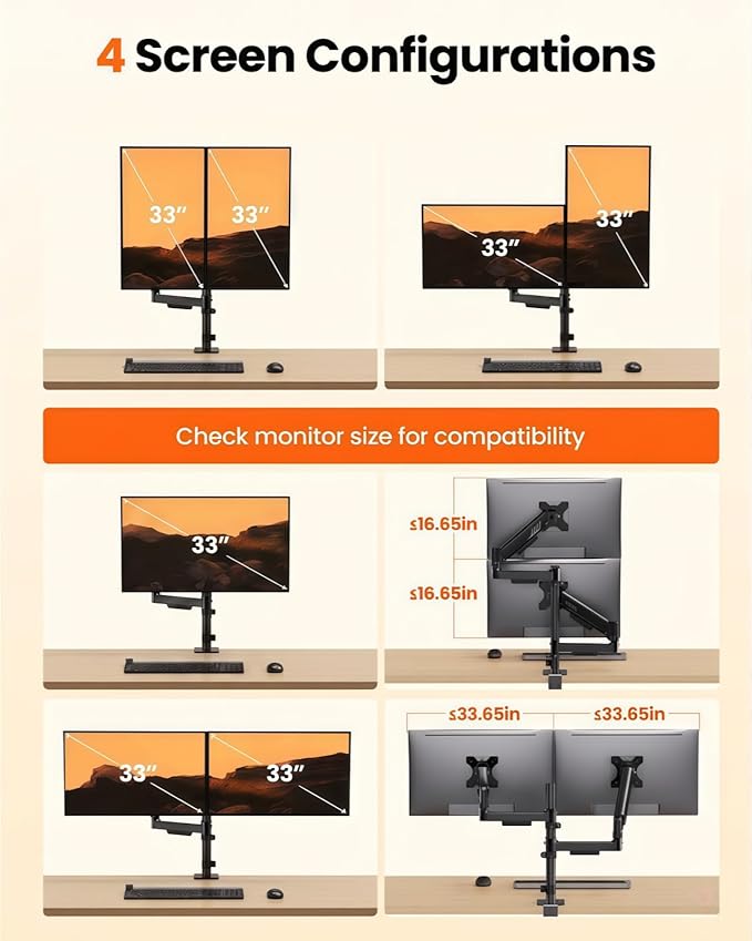ErGear Vertical Dual Monitor Stand, Stacked Monitor Mount - Image 7