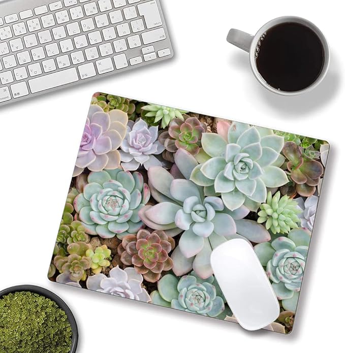 Mouse Pad, Cute Succulent Cactus Plants Mouse Pads, Square Washable Cloth - Image 4