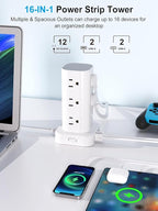 Power Strip Tower with Multiple Outlets, Flat Plug Surge Protector Tower - Image 2