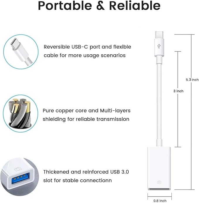 USB C to USB Adapter, Type-C OTG Cable, C Male to USB A Female Adapter - Image 6