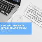 Wireless Keyboard Mouse Combo, 104 Keys Cute White Keyboard - Image 4