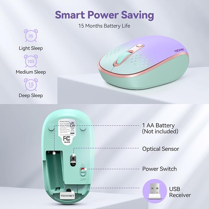 TECKNET Wireless Mouse, 2.4G Quiet Computer Mouse - Image 6