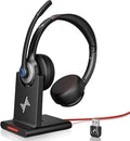 Wireless Headset with AI Noise Cancelling Microphone Bluetooth Headset by JIAMQISHI