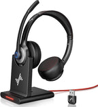 Wireless Headset with AI Noise Cancelling Microphone Bluetooth Headset by JIAMQISHI