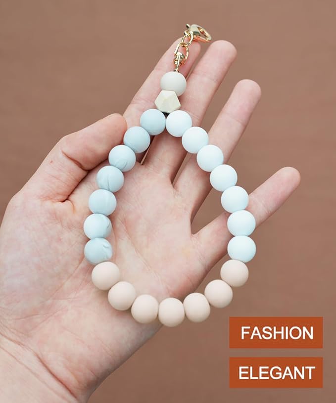 Marble Silicone Beaded Phone Wrist Strap, Cellphone Lanyard - Image 2