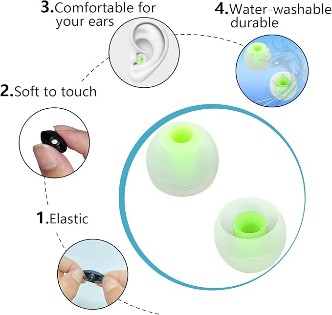 Earbud Tips Soft Anti Slip Washable Reusable Silicone Fit Most In-Ear Earbuds - Image 5