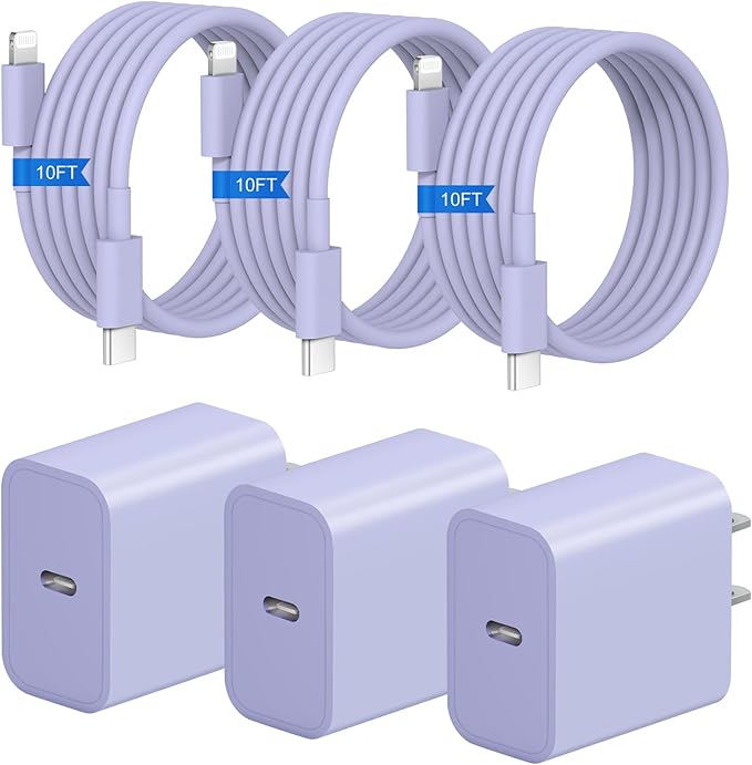 iPhone Fast Charger 3+3Pack 20W USB C Wall Charger by STAMISH