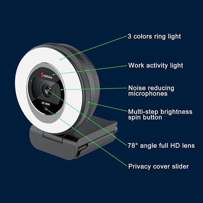 Angetube Webcam, 2K Streaming Webcam - Image 9