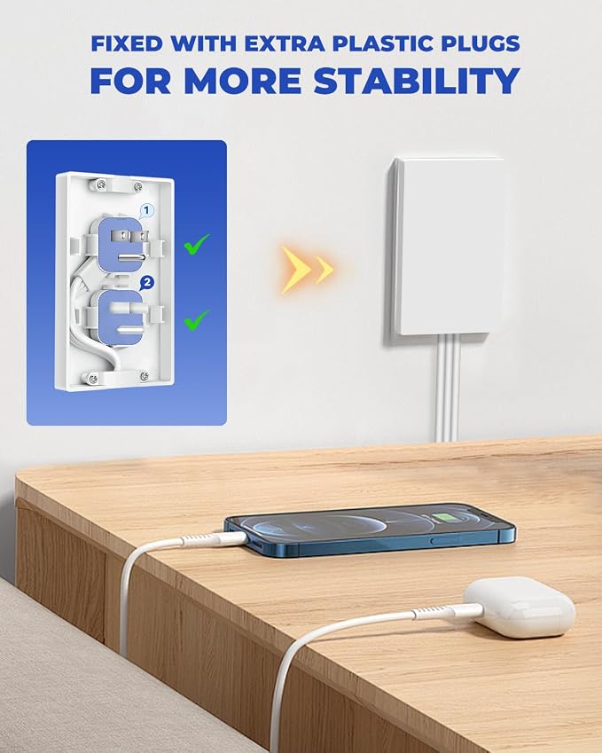 Saker Outlet Concealer Power Strip | 10ft Flat Plug Extension Cord - Image 4