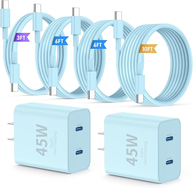 Super Fast Samsung Charger Type C, 45W Dual Port USB C Fast Charger Block & by QZIIW