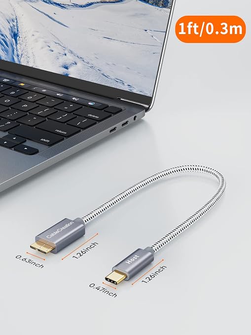 CableCreation 1FT*2 USB C to Micro B Cable, 10Gbps Speed External Hard Drive - Image 7
