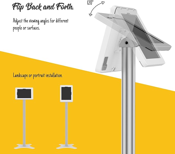 Tablet Floor Stand, Anti-Theft, Rotate Lockable Metal Tablet Enclosure+Aluminum - Image 4