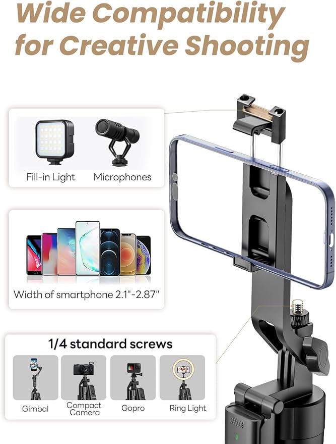 Auto Face Tracking Tripod for iPhone 360°Rotation, Selfie Stick for Android - Image 6