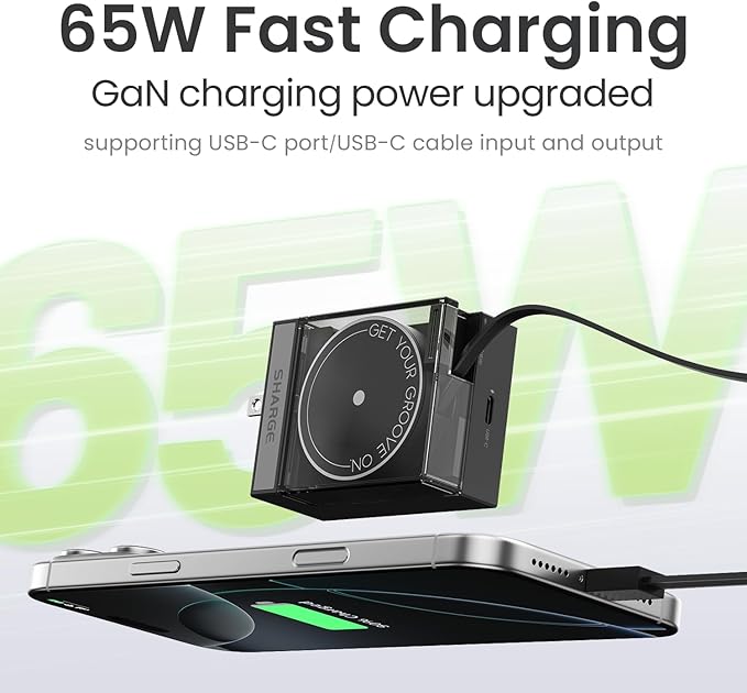 Retractable 65W USB C Charger, GaN Power Wall Charger - Image 2