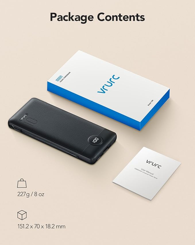 Portable Charger, Power Bank Built-in Cables and AC Wall Plug, VRURC USB C - Image 7