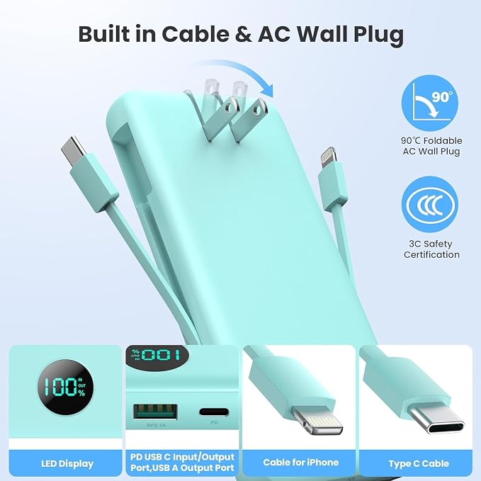 Portable Charger 13800mAh Slim USB C Power Bank - Image 2