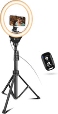 10" Selfie Ring Light with 50" Extendable Tripod Stand & Flexible Phone Holder by UBeesize