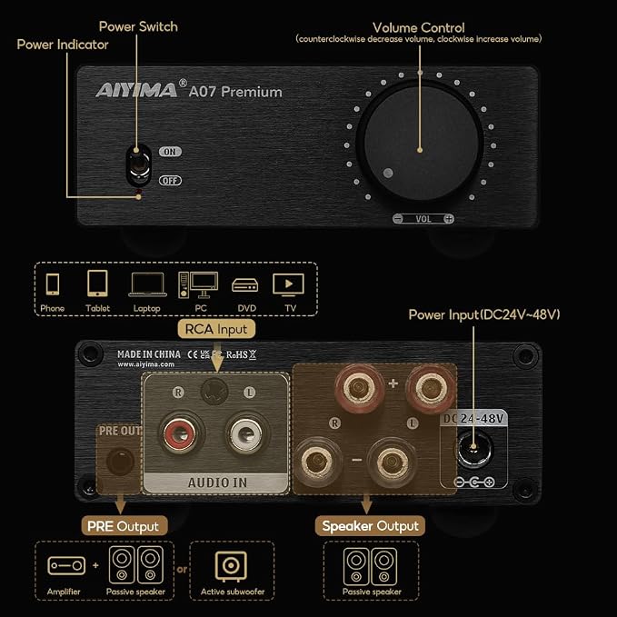 AIYIMA A07 Premium TPA3255 Power Amplifier 300Wx2 HiFi Class D Amp Mini 2 - Image 2