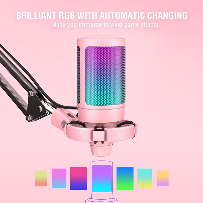 FIFINE Gaming USB Microphone Kit, PC Streaming Recording Computer RGB - Image 3