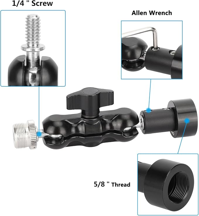 CAMVATE Mini Ball Head Mount Microphone Clamp - Image 2