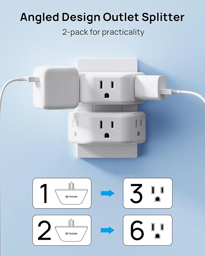 TROND Multi Plug Outlet Extender 2 Pack - Image 5