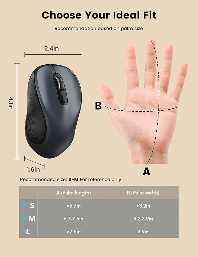 WisFox 2.4G Wireless Mouse for Laptop, Ergonomic Computer Mouse - Image 9