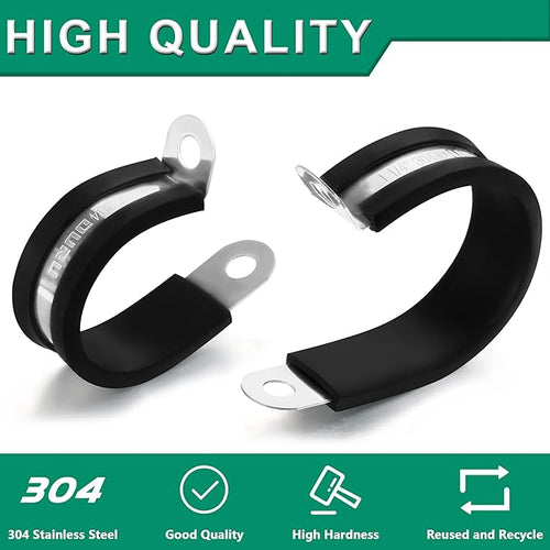 100PCS Cable Clamps 5/8 Inch 304 Stainless Steel Cable Clamps Rubber Coated - Image 2