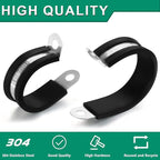 40PCS Cable Clamps 1-3/4 Inch 304 Stainless Steel Cable Clamps Rubber Coated - Image 2