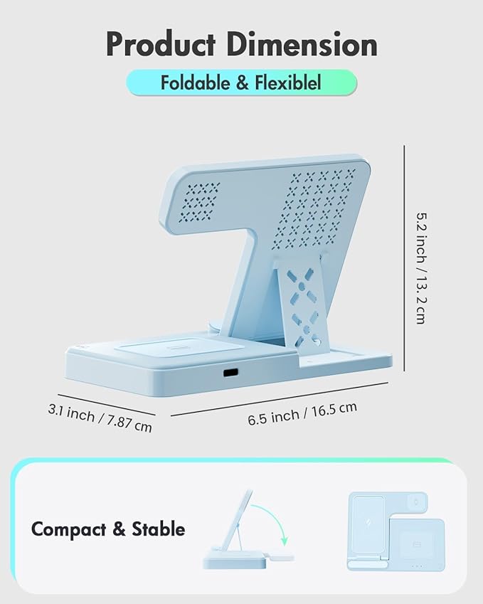 Wireless Charger Stand Charging Station: 3 in 1 Charger Stand Multiple Devices - Image 4