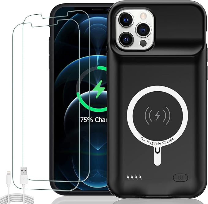 Battery Case for iPhone 12 Pro Max, Upgraded 10800mAh Rechargeable Portable by KCKEBLM