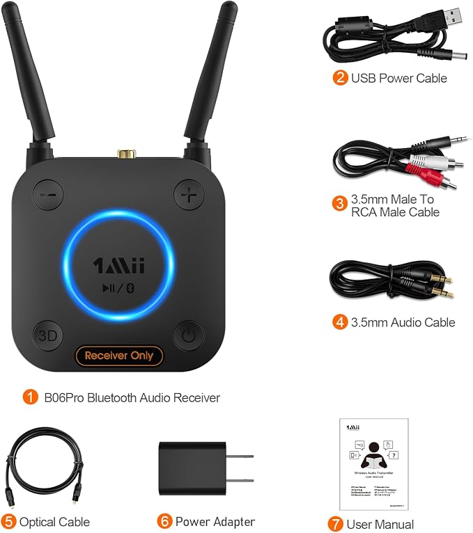 1Mii B06Pro Long Range Bluetooth Receiver, HiFi Wireless Audio Adapter - Image 8
