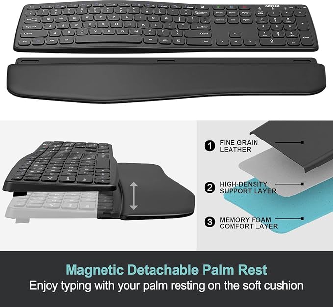 Arteck Bluetooth Keyboard Universal Wave Comfortable Keypad - Image 3