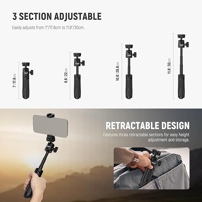 NEEWER Basics Mini Desk Selfie Stick Tripod Compatible - Image 2