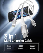 Short Multi Charging Cable 1FT 2Pack 3 in 1 Charger Cord Braided Universal - Image 2