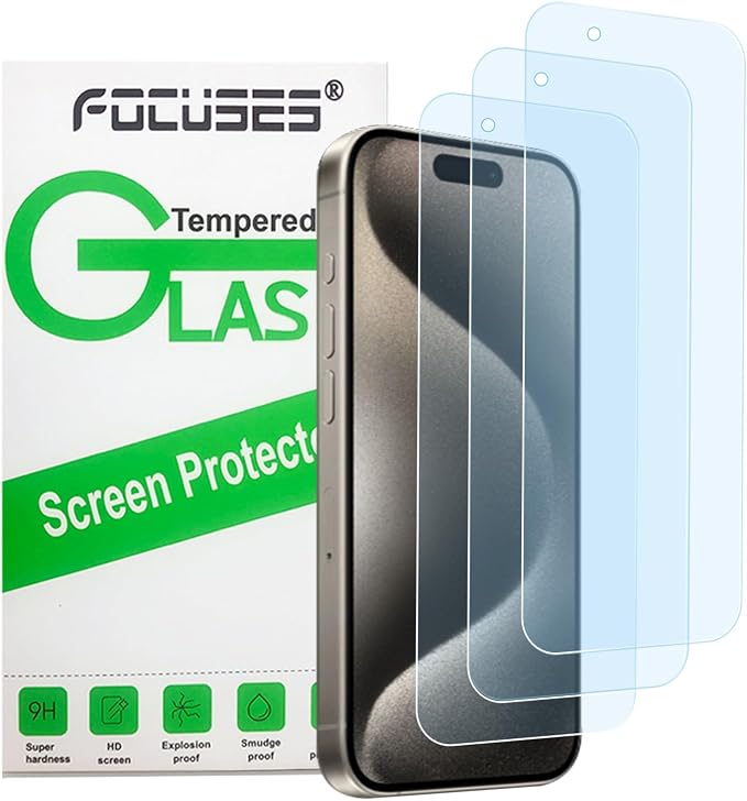 3Pack Screen Protector for iPhone 15Pro Max/iPhone 15Plus 6.7inch 9H+ Anti Blue by Focuses
