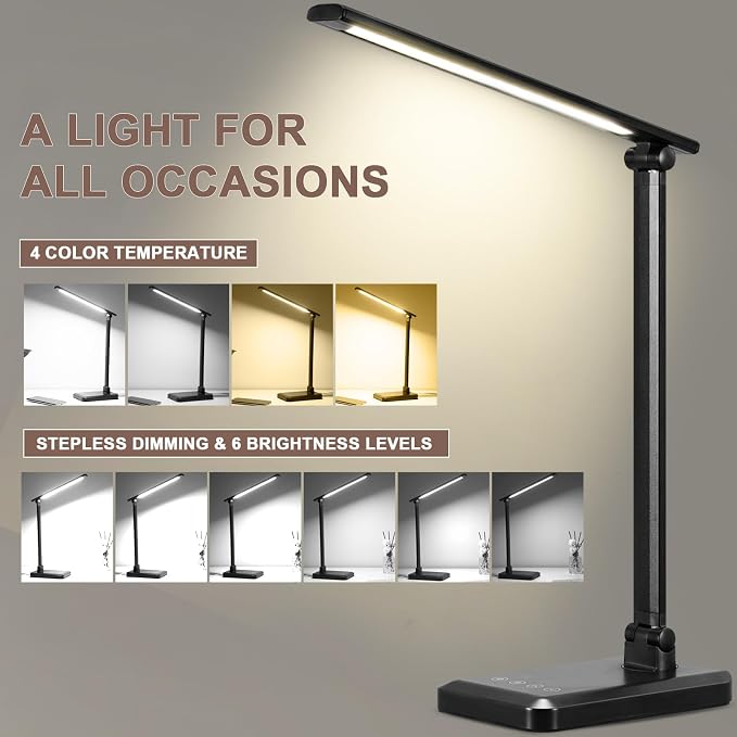 LED Desk Lamp with USB Charging Port Whole White - Image 2