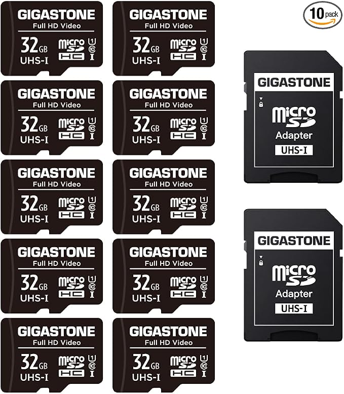 GIGASTONE 32GB 10-Pack Micro SD Card, Full HD Video, Surveillance Security Cam by Gigastone