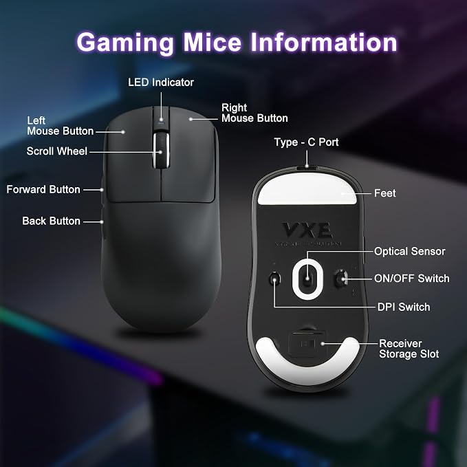 R1 SE+ Gaming Mouse, 18000 DPI, High-Precision PAW3395 SE Sensor, 55g - Image 7