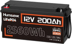 12V 200Ah LiFePO4 Battery, Built-in 200A BMS, Rechargeable 6000-20000 Deep by HumsiENK