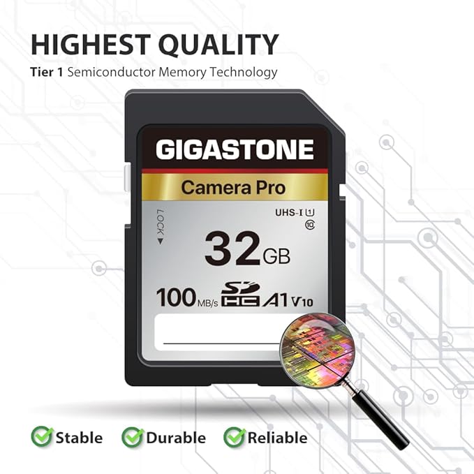 GIGASTONE 32GB SD Card, Camera Pro, A1 V10 SDHC Memory Card Compatible - Image 7