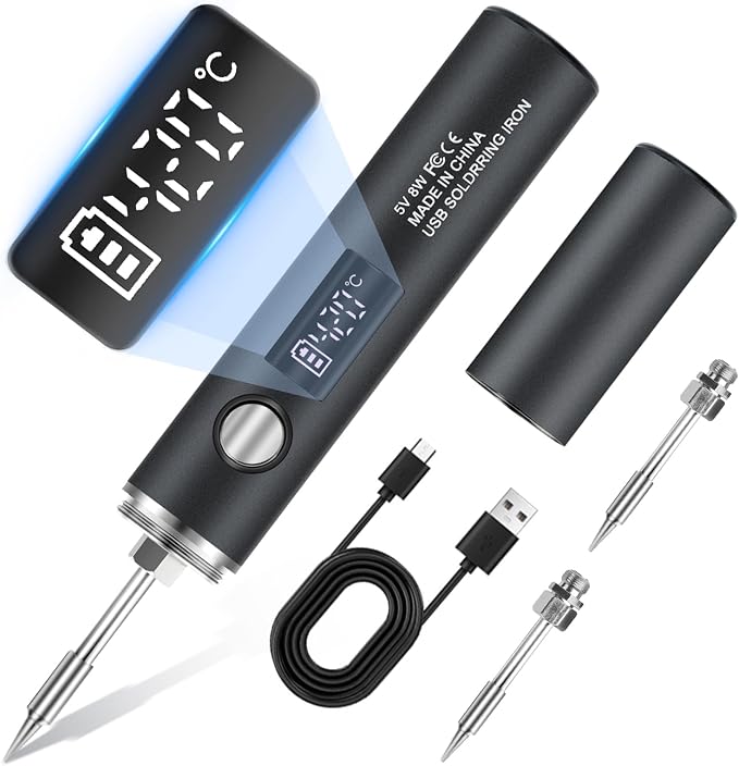 Cordless Soldering Iron Kit, 1400mAh Rechargeable Portable Cordless Soldering by Qyvorae
