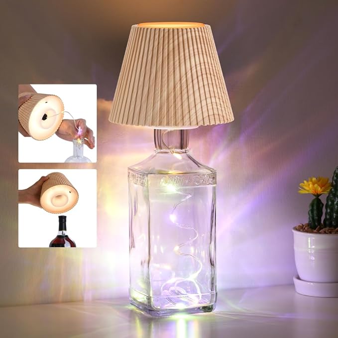 WILIT Wireless Lamp Shades for Table Lamps, 3-Level Brightness Wine Bottles Lamp by WILIT